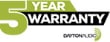 Dayton Audio products come with a 5 year warranty.